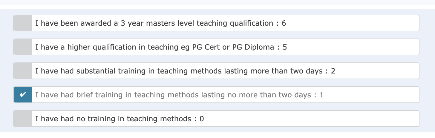 Teaching experience